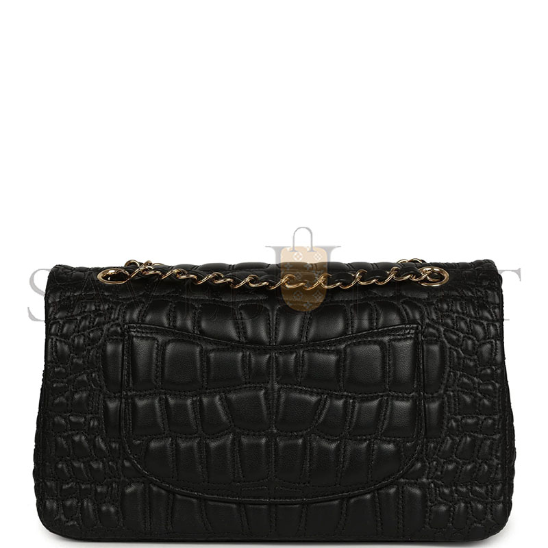 CHANEL MEDIUM CLASSIC CROC-EMBOSSED DOUBLE FLAP BAG (25.5*15.5*6.5cm)